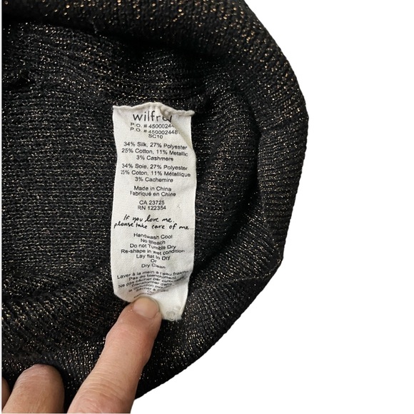 Gorgeous Wilfred Brown w/Copper Metallic Threads Silk/Cashmere V-Neck Sweater, M - Picture 7 of 7